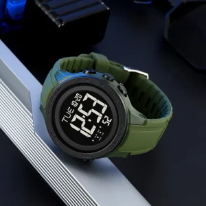 Relojes 2458 Dual Time Silicone Chronograph Sports Watches Electronic Digital 50M Waterproof Men Wrist Watches