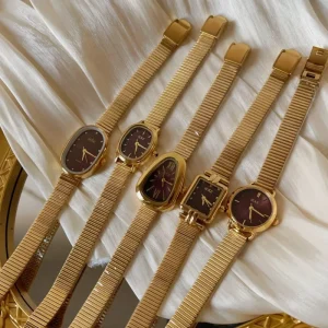 Retro Antique Charm Golden Ashenu Women’s Stainless Steel Alloy Waterproof Quartz Watch