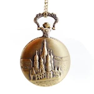 Retro Classic Golden Pocket Watch Nostalgic Clamshell Men Women Necklace Factory