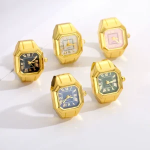 Retro Diamond Finger Ring Watch Adjustable Mini Ladies Watch Elegant Jewelry Timepiece