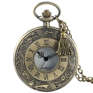 Retro Digital Quartz Pocket Watch Stainless Steel Bracelet Personalized Flip Design 40mm Dial Waterproof Luminous Hands Alloy