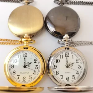 Retro Double Faced Stainless Steel Quartz Antique Pocket Watch