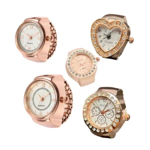 Retro Hiphop Finger Ring Watch Elastic Watchband Digital Quartz Smart Mini Ring Watch for Men Women