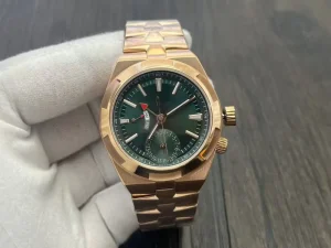 Retro Luxury Rose Gold Green Dial Sports Business Dual Time Zone Date Automatic Mechanical Men’s Wristwatch