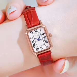 Retro Rectangle Square Stainless Steel Luxury Unisex Watch with Leather Strap 3m Water Resistant Quartz Movement