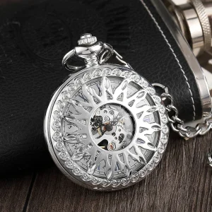 Retro Roman Frame Pocket Watch Flower Automatic Mechanical Pocket Watch