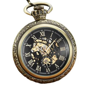 Retro Roman Hollow Crown Pocket Watch Manual Mechanical Pocket Watches