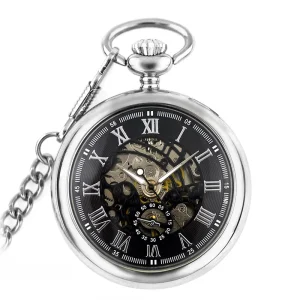 Retro Roman Pocket Watch Number Hand Wind Mechanical Pocket Watches