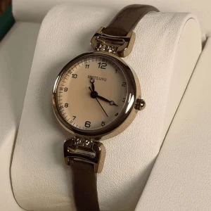 Retro Round Dial Quartz Watches for Women PU Leather Strap Wristwatch