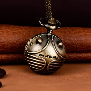 Retro Small Spherical Quartz Flip Chain Pocket Watch
