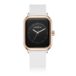 Retro Square Ladies Quartz Watch Simple Fashion Leather Rubber Strap High Quality Daily Wear