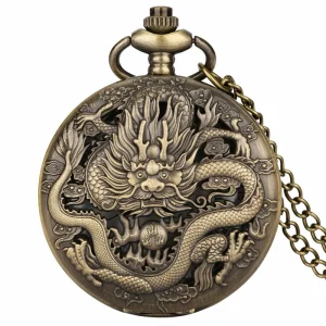 Retro Zodiac Animals Pocket Watches with FOB Chain for Gift Flip Pendant Watches Dragon Dog Horse Various Styles