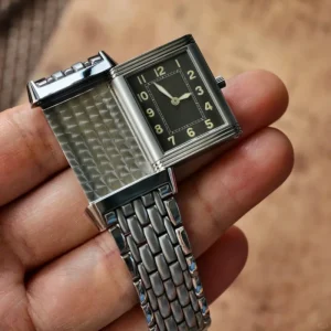 Reversible Rectangular Men’s Quartz Watch Stainless Steel Bracelet Luminous Dial Vintage Dress Wristwatch