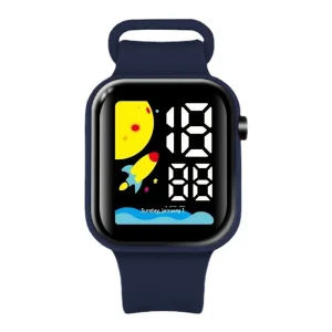 Rocket LED Digital Electronic Watch with Buttons Simple Square Design for Elementary School Students