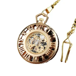 Roman Big Hollow Watch Automatic Mechanical Pocket Watch