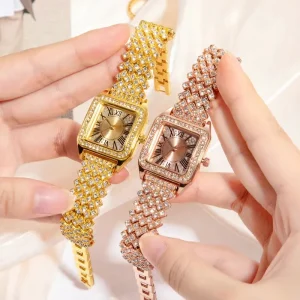 Roman Full Diamond square Women’s Watch Quartz Watch