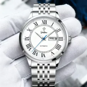 Roman Index Men Wristwatch Automatic Mechanical Dual Calendar Luminous Business Men Watch