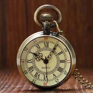 Roman Number Pocket Watch Antique Numerals Chain Necklace Christmas Gift Quartz Pendant Watches Small Size