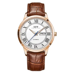 Roman Numeral Automatic Men Watch Day and Date Display Strap Business Mechanical Watch