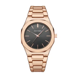 Rose Gold Fashion Luxury Unisex Custom Logo Quartz Watch Stainless Steel Strap High End Men Women Watches