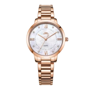 Rose Gold Quartz Watch 32.5mm Stainless Steel 9mm Sapphire Crystal