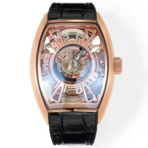 Rose Gold Stainless Steel Hollow Central Tourbillon Automatic Waterproof Mechanical Men’s Watch