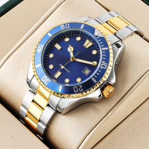 Rotating Bezel Stainless Steel Automatic Mechanical Chronograph Watch 43mm Limited Edition Luminous Glass Crystal