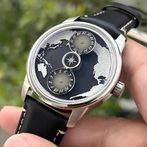 Rotating Star Movement Fully Automatic Mechanical Watch Personalized Small-Scale Blue Planet Leather Men’s Watch