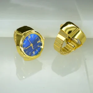 Round Dial Ring Watch for Women Alloy Adjustable Finger Watch