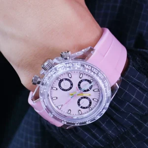 Round Shaped Water Resistant Rubber Bracelet Clasp Quartz Watch, Men’s Personalized, VK3 Movement