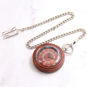 Round Vintage Wooden Pocket Watch Engravable Groomsmen Gift 5th Anniversary Gift to Him