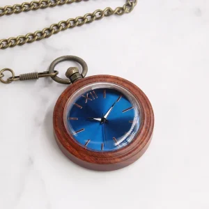 Round Vintage Wooden Pocket Watch Engravable Groomsmen Gift 5th Anniversary Gift to Him