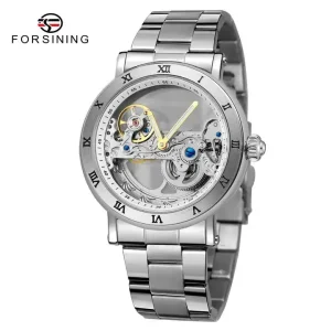 S1003 Skeleton Black Steel Men’s Wristwatch Transparent Automatic Sport Watch Double Side