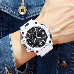 S2 New Fashion Big Dial Junior Men’s Sports Watch for Senior High School Students Black White Luminous Men Digital Watches