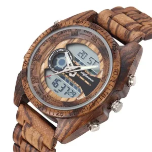 S2139 Fashion Sport Wooden Watch Sandalwood Men’s Wristwatches Classic Wooden Leisure Digital Quartz Watches