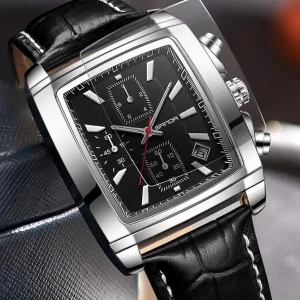 SANDA 5303 Men’s Sport Chronograph Watch Genuine Leather Fashionable Casual Waterproof Quartz Clock OEM Relojes Wrist Watch Men