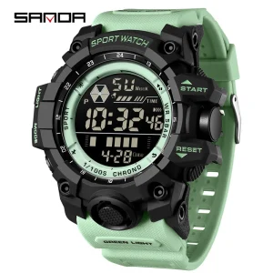 SANDA 6229 Outdoor Sports Digital Watch Men’s 50M Waterproof Relogio Homens Multi Functional Alarm Clock Montres Pour Hommes