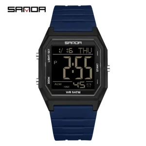 SANDA 6355 College Youth Digital Watch 5ATM Waterproof Multi Functional TPU Strap Alarm Clock Countdown