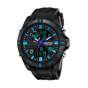 SANDA Men’s Sports Watch Big Dial Quartz Digital Watch LED Waterproof Wristwatch 791