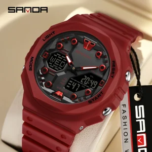 SANDA New 6200 Sports Wristwatch, Alarm, LED Light, Digital, Men’s Fashion Quartz, 50M Waterproof Clock