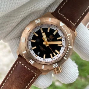 SD1947S 41.5mm Solid Bronze Vintage Diver Watch for Men Mechanical 1000M Luminous Leather Strap