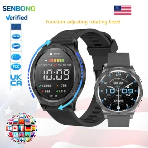 SENBONO D17 Smartwatch for Men Rotating Crown Heart Rate Sleep Monitoring IP67 Waterproof Answer Calls Alarm Clock 5-10 Days
