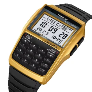 SHUAIKE 1116 Classic Retro LED Display Men’s Digital Watch Fashion Calculator Design Multifunctional Watch TPU Strap