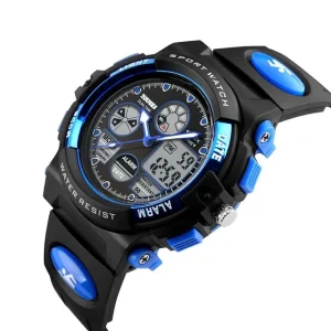 SKMEI 1163 Gift Clock Hand LED Men Watch Dual Display Analog Waterproof Chronograph Digital Sport PU Band Male Stop Watches