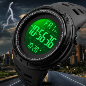 SKMEI 1251 Men’s Sports Digital Wristwatch Round Case 50m Water Resistant Alarm Feature Plastic Band