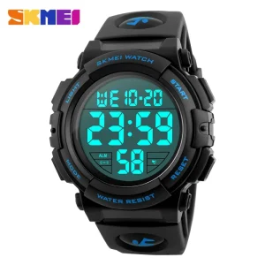 SKMEI 1258 Mens Digital Sports Watches Waterproof Outdoor Chronograph Wrist Watches for Men with LED Back Light Alarm Date