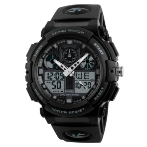 SKMEI 1270 Analog Digital Sports Watch Waterproof Alarm Black Watch Men Fashion
