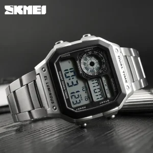 SKMEI 1335 Digital Watch For Men Sports Waterproof Chrono Electronic Mens Wristwatches Stainless Steel Clock Reloj Hombre