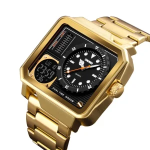 SKMEI 1392 Quartz Digital Men Gold Luxury Business Wrist Watches Relogio Masculino