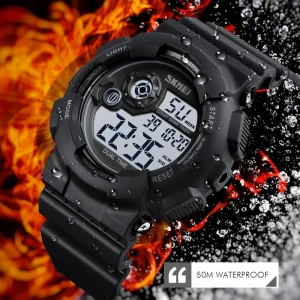SKMEI 1583 Digital Sport Watch Countdown Timer Waterproof 5BAR Luminous Dial 18mm Case Thickness